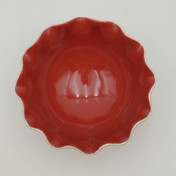 Longaberger Be My Valentine Ruffled Bowl Red Be My Valentine Footed Candy Dish - Picture 2 of 4